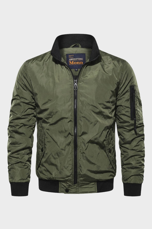 Herrenjacke mit Stehkragen - Leichte Übergangsjacke - Ärmeltasche