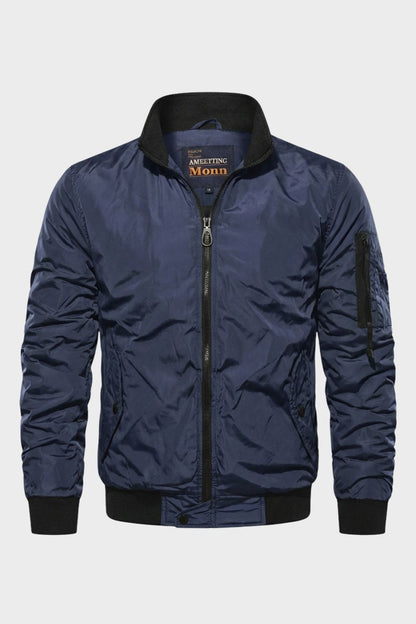 Herrenjacke mit Stehkragen - Leichte Übergangsjacke - Ärmeltasche