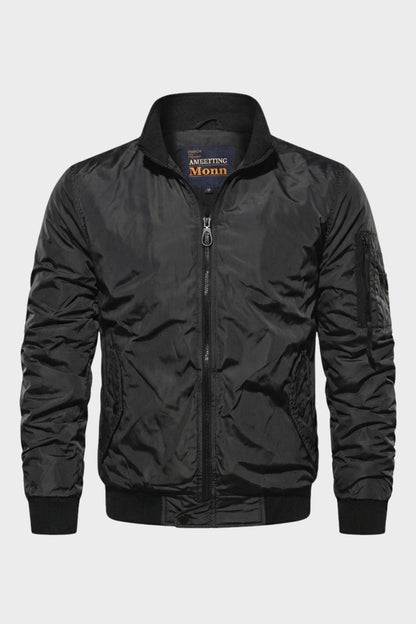 Herrenjacke mit Stehkragen - Leichte Übergangsjacke - Ärmeltasche
