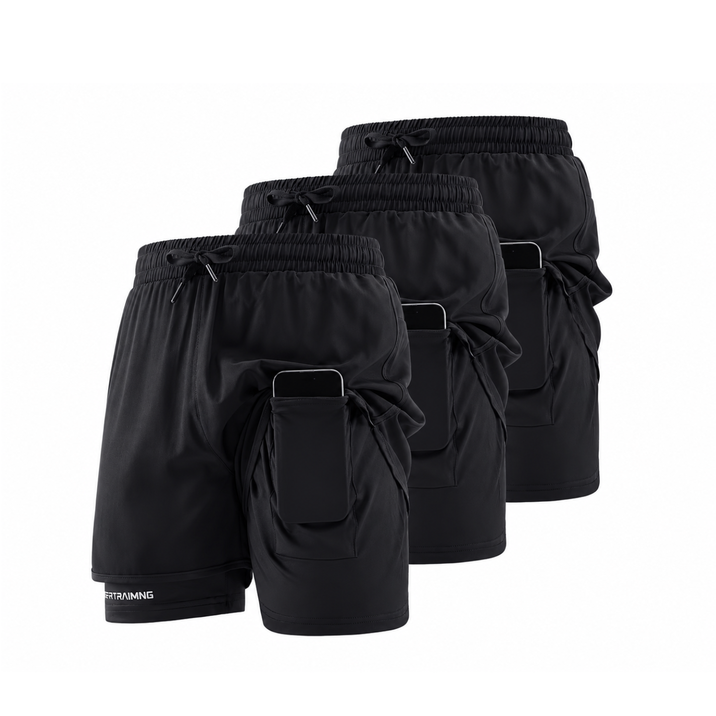 2-in-1 Herren Trainingsshorts 3er-Pack – Integrierte Kompressions-Innenhose