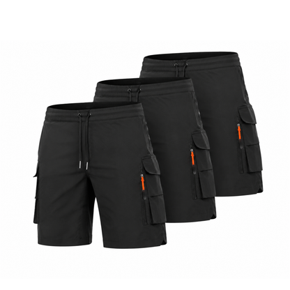 Herren Cargo-Shorts 3er-Pack– Kurze Hose – Mit Reißverschlusstaschen