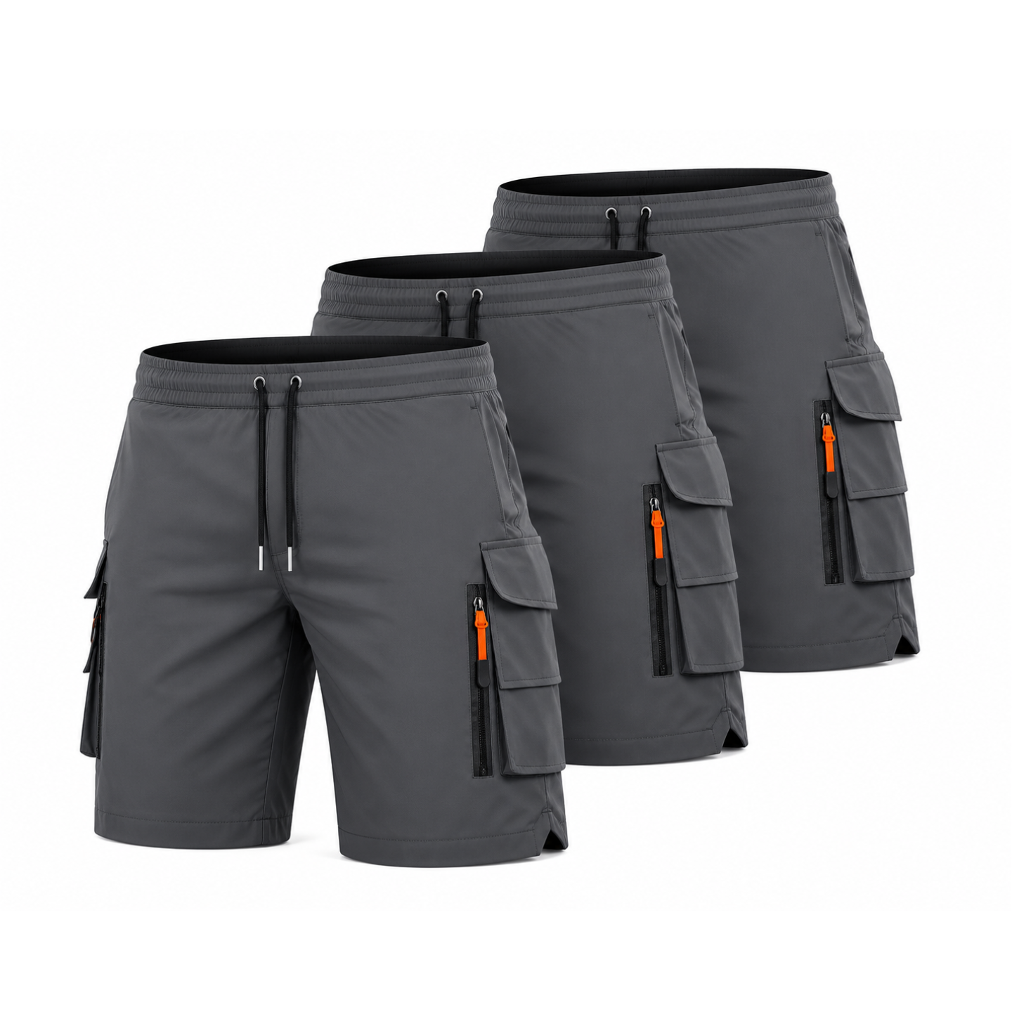 Herren Cargo-Shorts 3er-Pack– Kurze Hose – Mit Reißverschlusstaschen