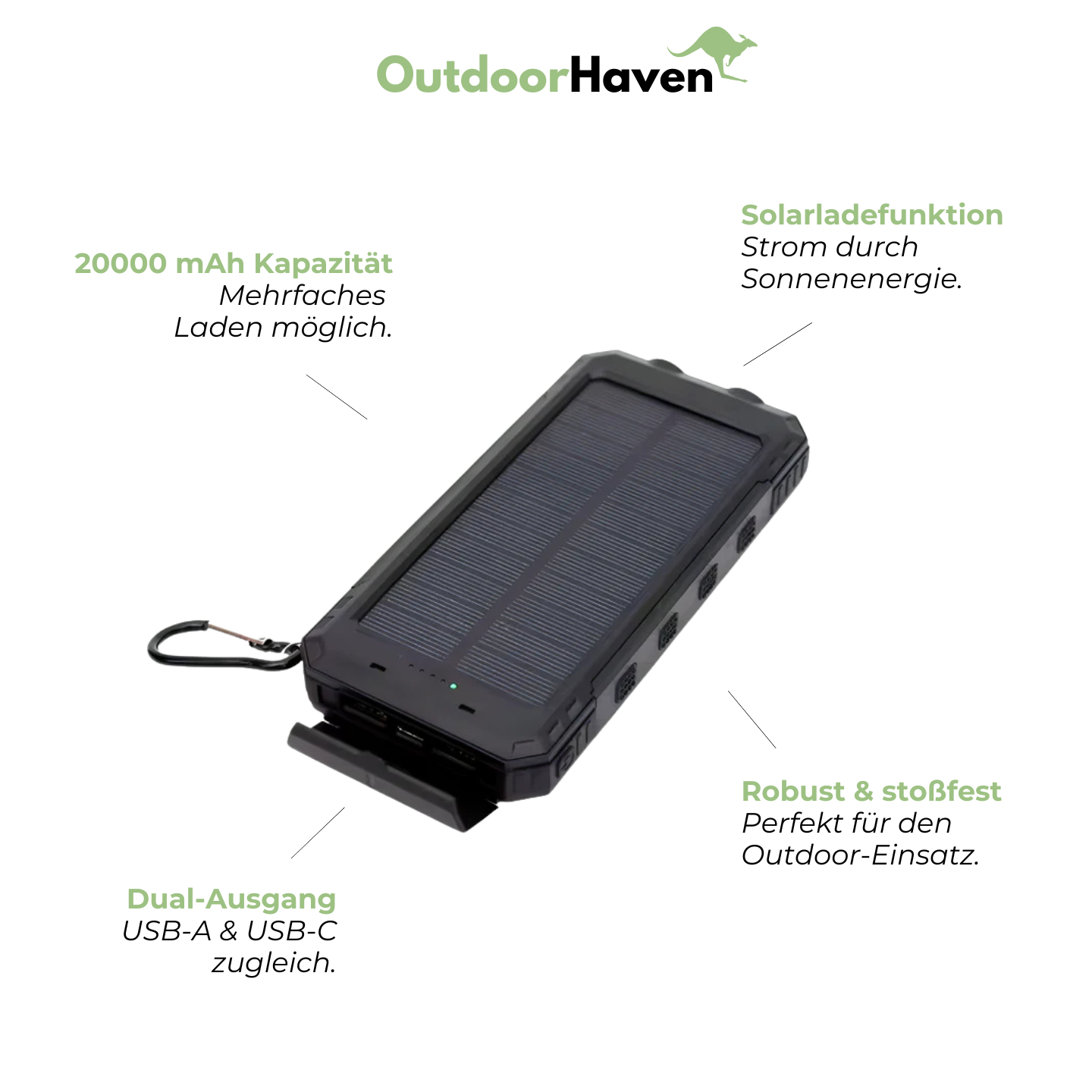Solar-Powerbank 20000 mAh - Dual-Ausgang