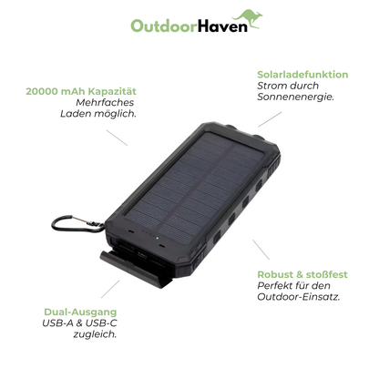 Solar-Powerbank 20000 mAh - Dual-Ausgang