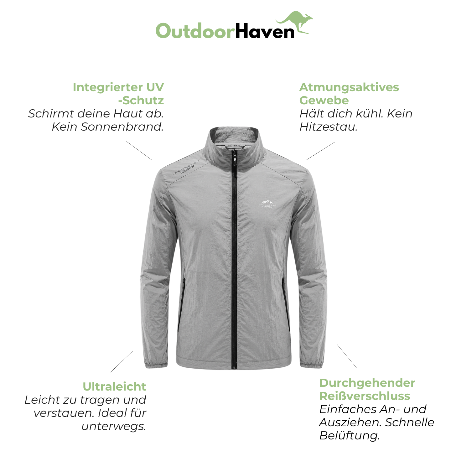 Leichte UV-Schutzjacke Herren- Winddicht & Atmungsaktiv