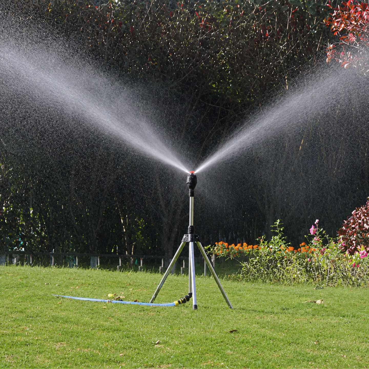 Gartensprinkler – 360°-Sprühmuster, Verstellbar & auf Stativ