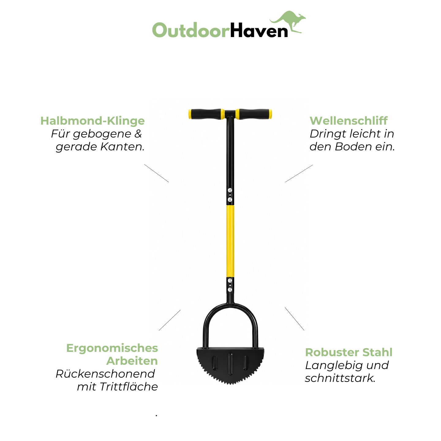 Rasenkantenstecher – Halbmond-Design mit Wellenschliff für saubere Rasenkanten