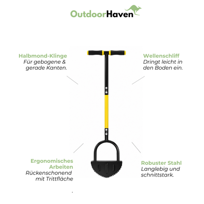 Rasenkantenstecher – Halbmond-Design mit Wellenschliff für saubere Rasenkanten