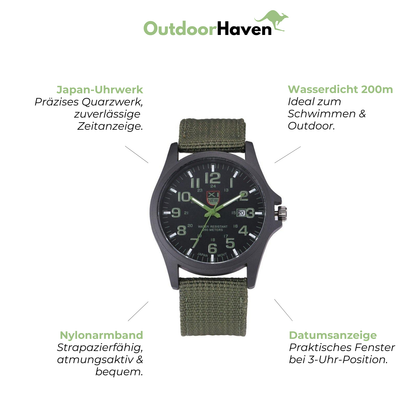 Taktische Herrenuhr – Wasserdicht 200m -  Datumsanzeige - Nylonarmband