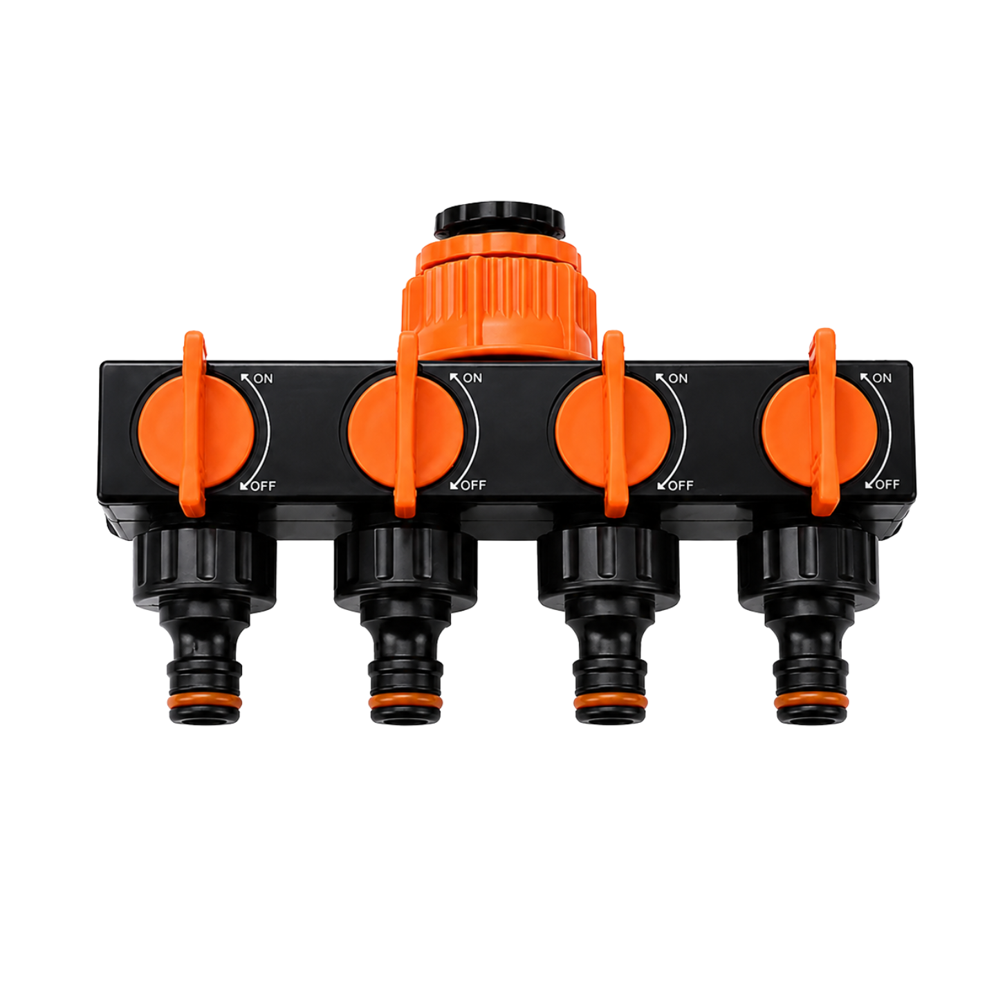 4-Wege Wasserhahn-Verteiler – 4 individuelle Ein/Aus-Schalter, Gartenbewässerung
