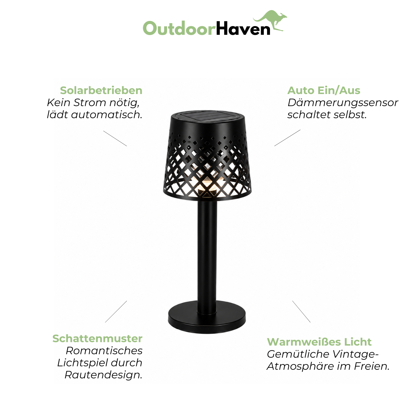 Solar Tischlampe 2er-Set – Dekoratives Schattenmuster, Auto Ein/Aus, für Garten & Terrasse