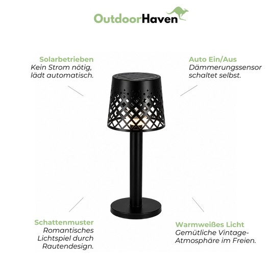 Solar Tischlampe 2er-Set – Dekoratives Schattenmuster, Auto Ein/Aus, für Garten & Terrasse