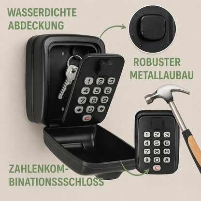 Schlüsselsafe mit Zahlencode – Wetterfest, Wandmontage, für Außen & Innen