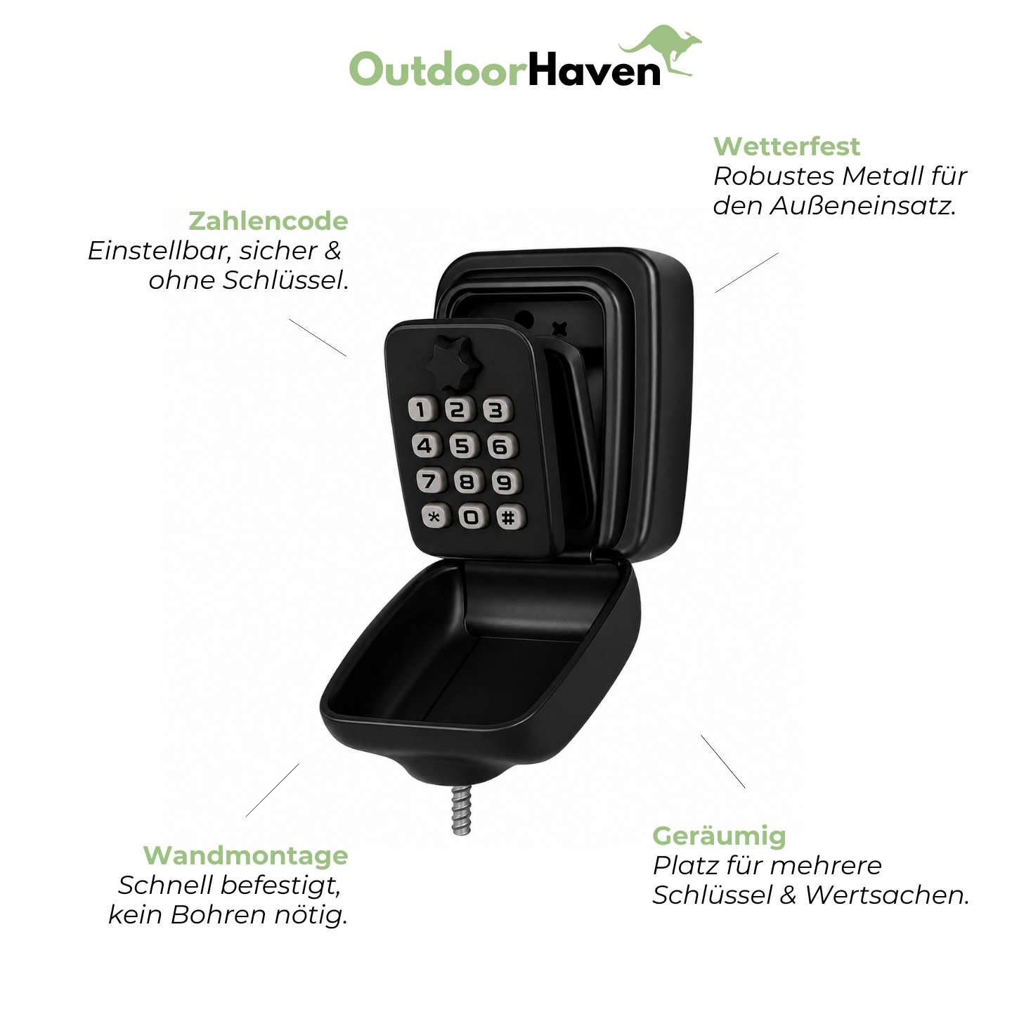 Schlüsselsafe mit Zahlencode – Wetterfest, Wandmontage, für Außen & Innen