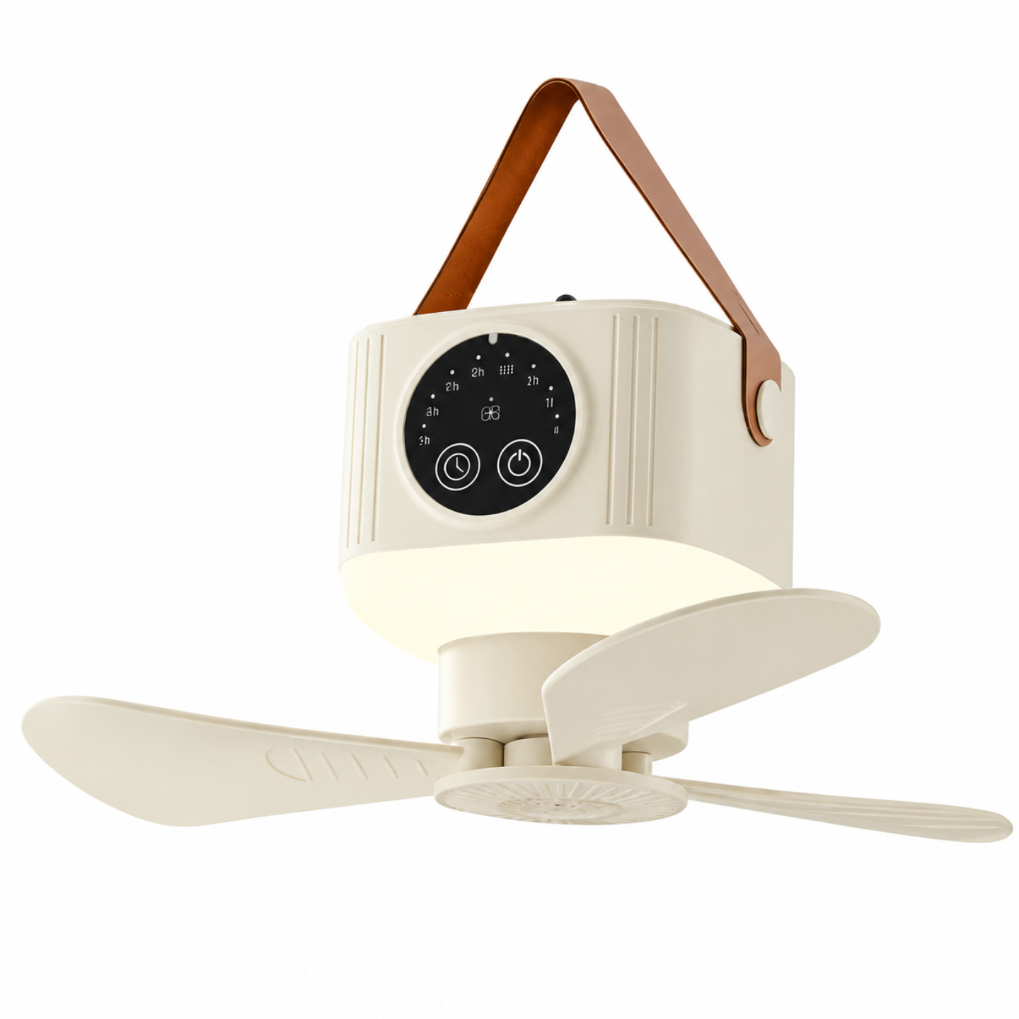Camping-Ventilator mit LED-Lampe – USB-Aufladbar, Fernbedienung & 8-Stunden-Timer