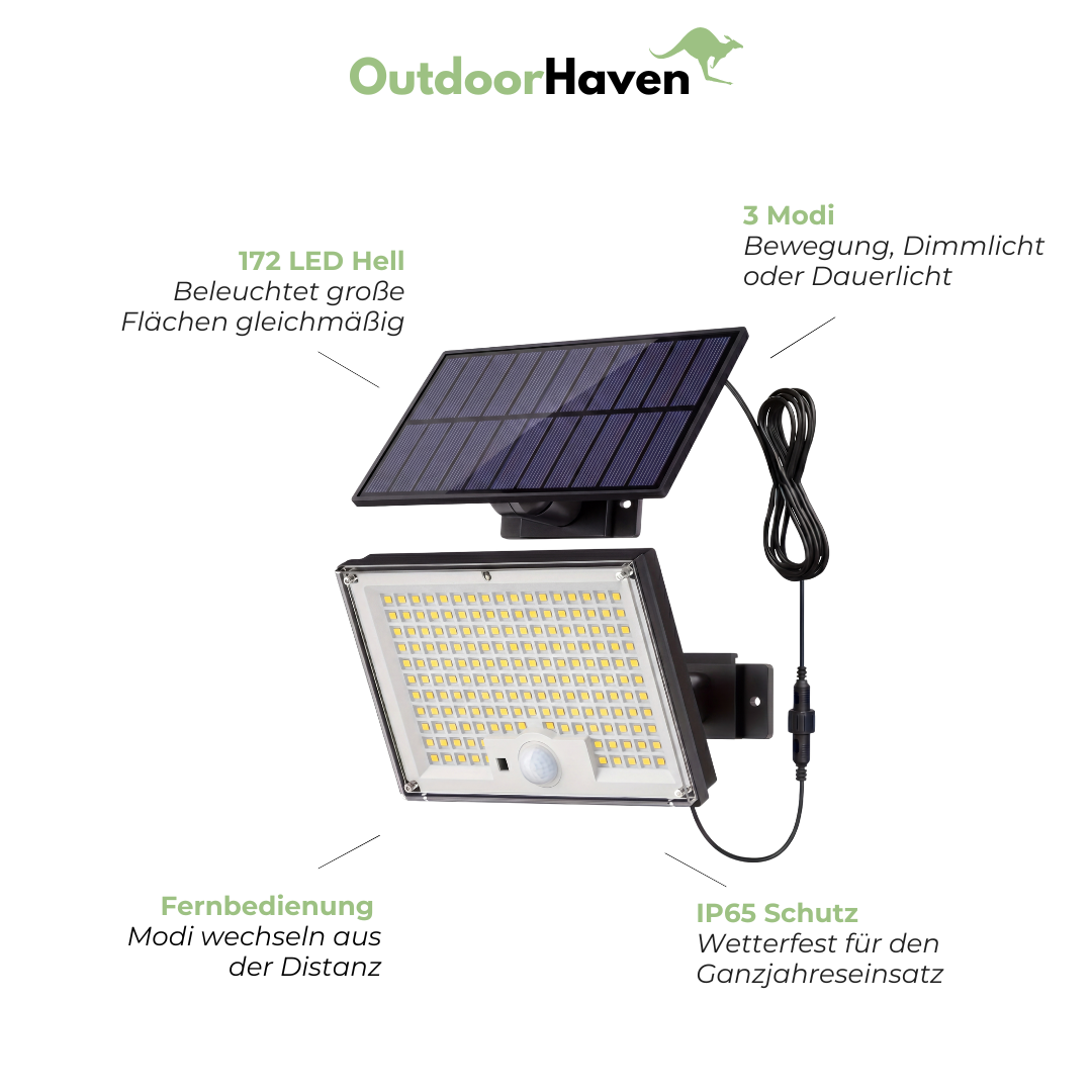 Solar Flutlicht Bewegungsmelder – 172 LED – IP65
