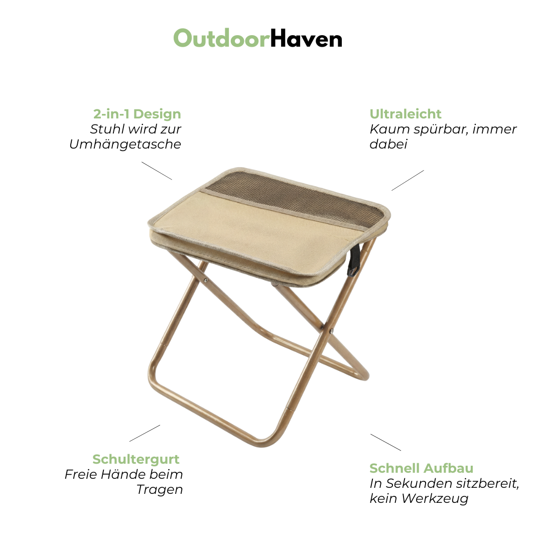 Klappstuhl Camping Mini – Tragetasche Hocker – Ultraleicht