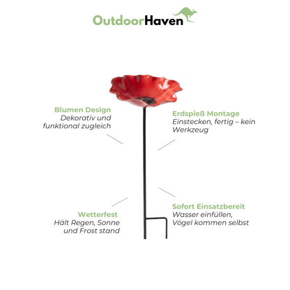 Vogeltränke Garten – Blumen Design – Wetterfest