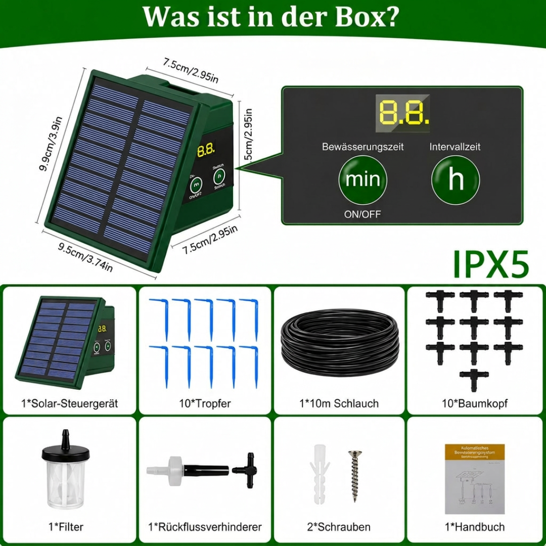 Solar Bewässerungssystem – Tröpfchenbewässerung – IPX5