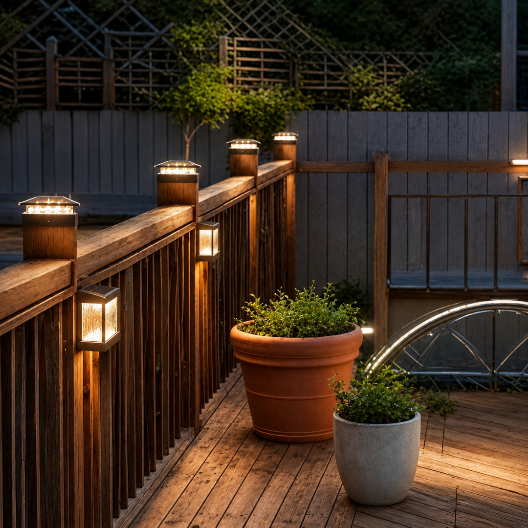 Solar Pfostenleuchte Set – LED Zaunlampe – Warm & Kaltweiß