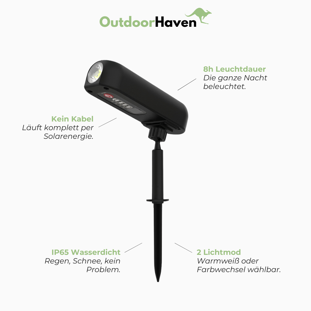 Solar Gartenleuchte - LED Außenstrahler - Wasserdicht IP65
