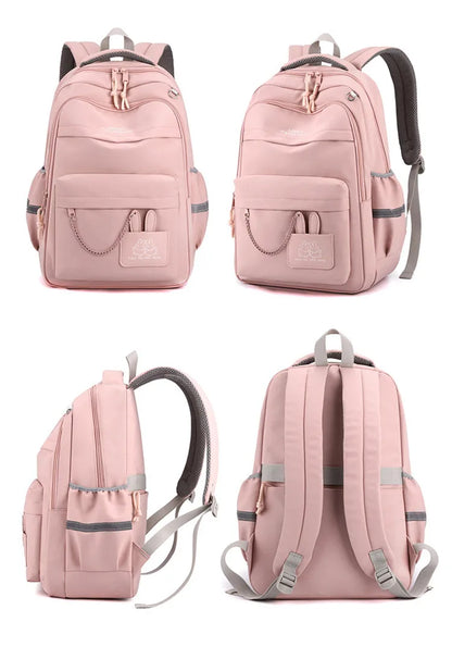 Schulrucksack für Mädchen - Trolleyband - viele Taschen