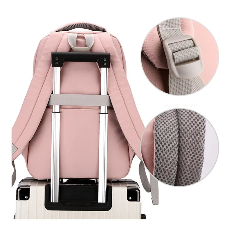 Schulrucksack für Mädchen - Trolleyband - viele Taschen