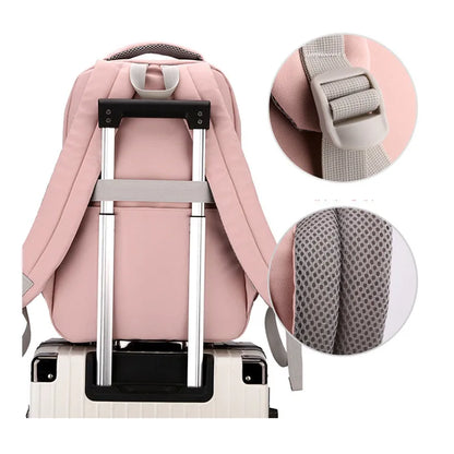 Schulrucksack für Mädchen - Trolleyband - viele Taschen