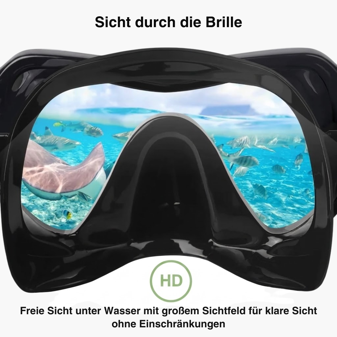Schnorchelset mit Maske – 180° HD-Sicht, gehärtetes Glas – auslaufsicher