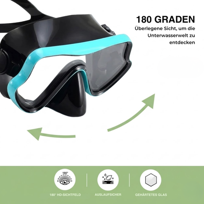 Schnorchelset mit Maske – 180° HD-Sicht, gehärtetes Glas – auslaufsicher