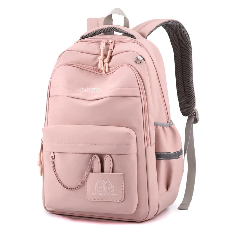 Schulrucksack für Mädchen - Trolleyband - viele Taschen