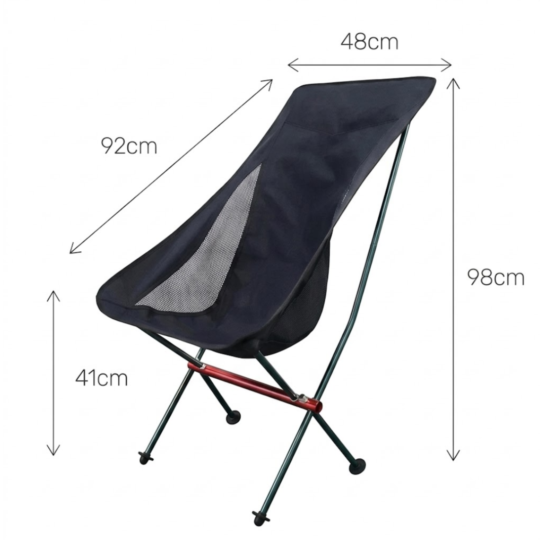 Ultraleichter klappbarer Campingstuhl – Hohe Rückenlehne, tragbarer Outdoorstuhl