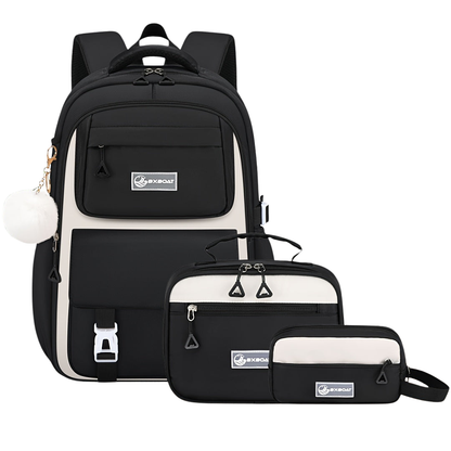 Schulrucksack - 3in1-Set - mit USB-Anschluss