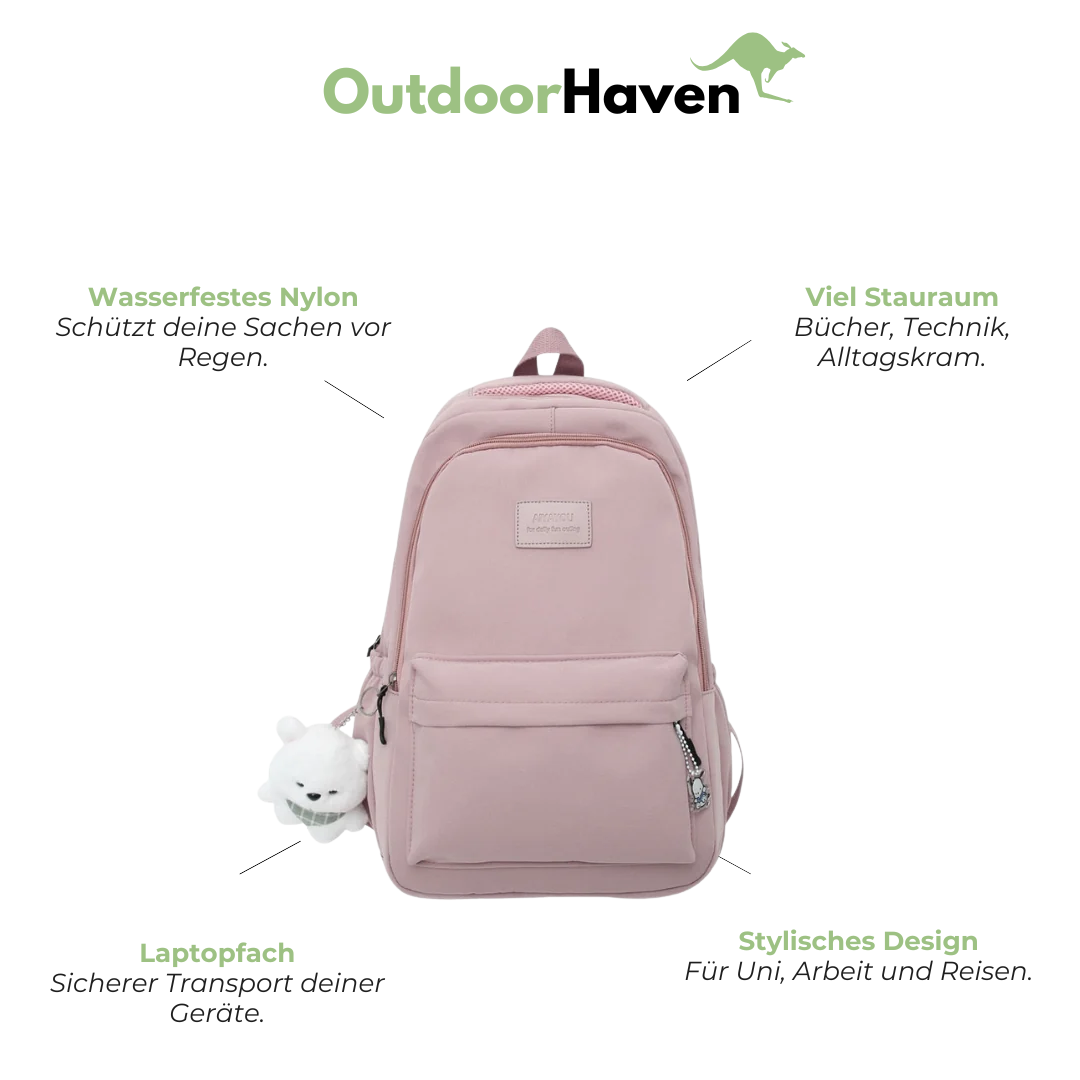 Schulrucksack für Mädchen - wasserdicht - große Vordertasche