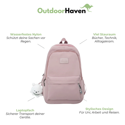 Schulrucksack für Mädchen - wasserdicht - große Vordertasche