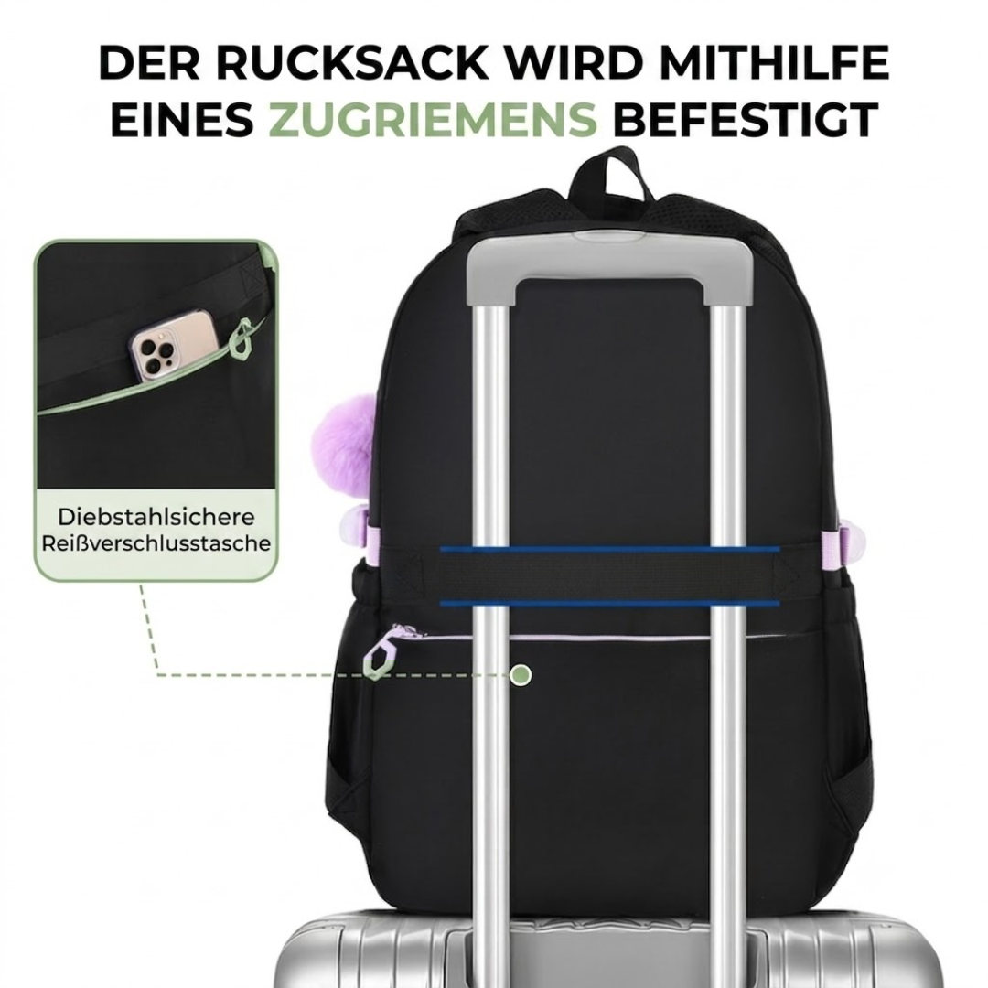 Schulrucksack für Mädchen - mit Schleife - für Laptop 15,6"