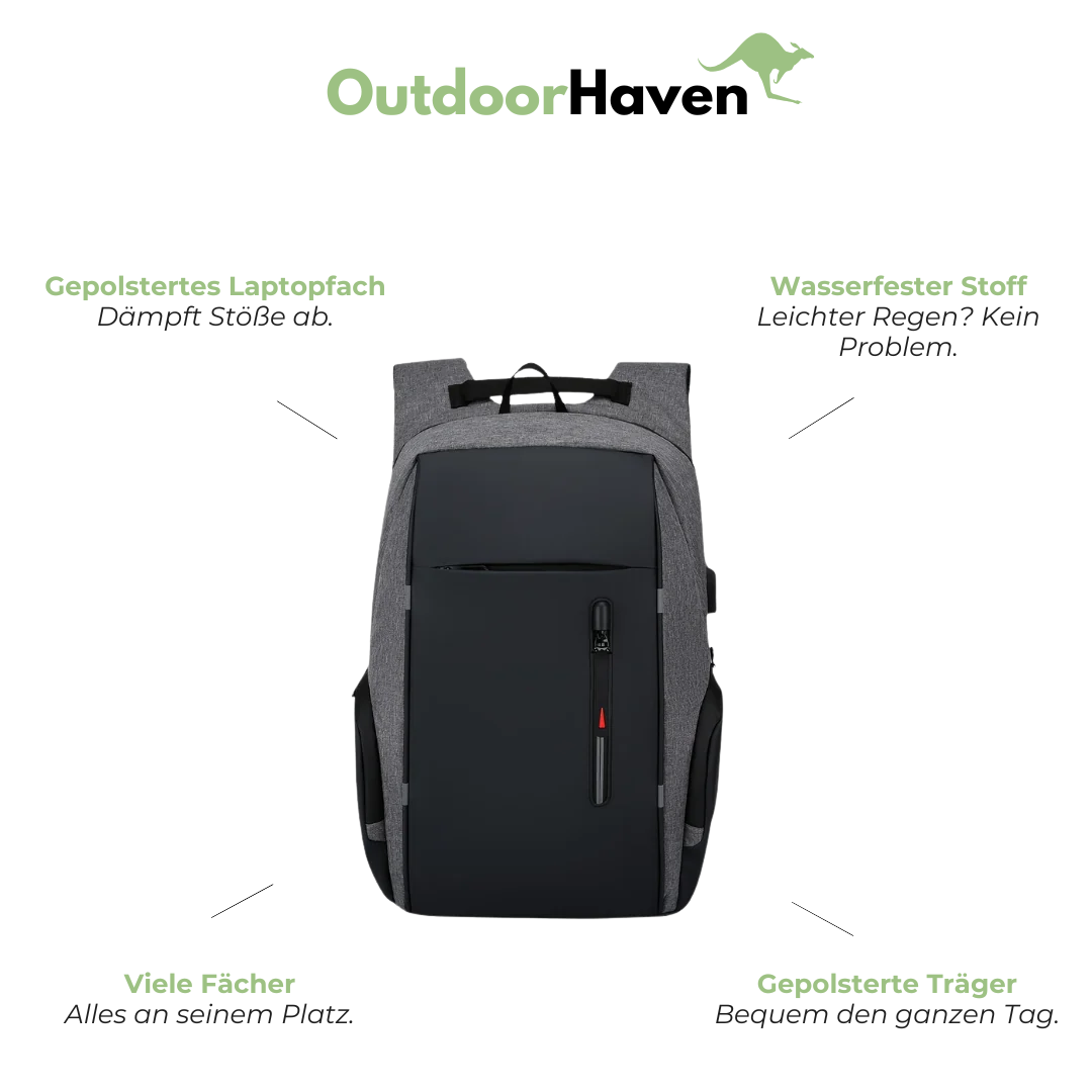Schulrucksack für Laptop 15,6" - mit USB-Anschluss - diebstahlsicher