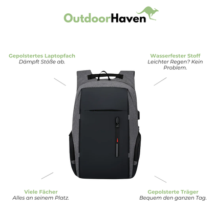 Schulrucksack für Laptop 15,6" - mit USB-Anschluss - diebstahlsicher