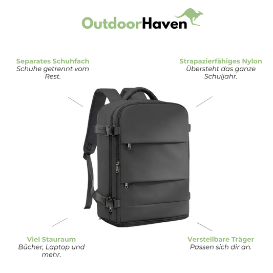 Schulrucksack Sport - Schuhfach - Trolleyband