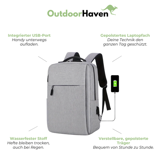Schulrucksack für Laptop - mit USB-Anschluss - Reise