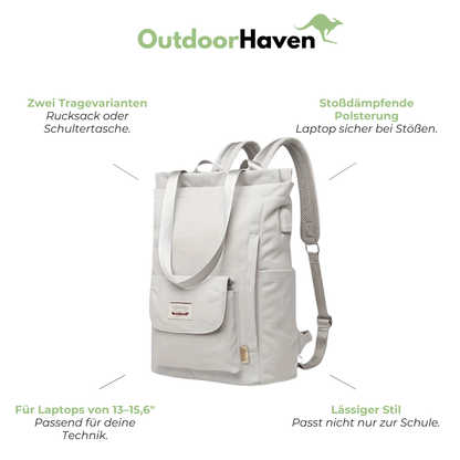 Schulrucksack Damen für Laptop - mit USB-Anschluss - Tasche 2in1