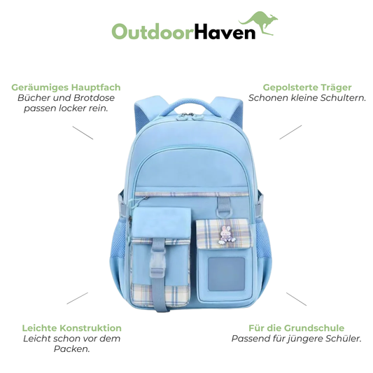 Schulrucksack für Mädchen - ergonomisch - Hasen-Motiv