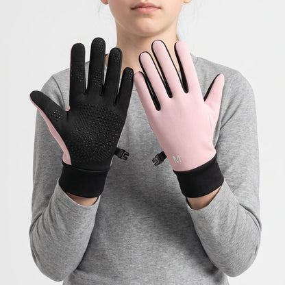 Kinderhandschuhe für den Winter mit Touchscreen-Fingern und Silikonnoppen an der Handfläche – Ansicht 2