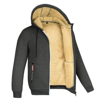 Kapuzenjacke Herren - Strickjacke mit Kapuze - Sherpa-Fleece-Futter