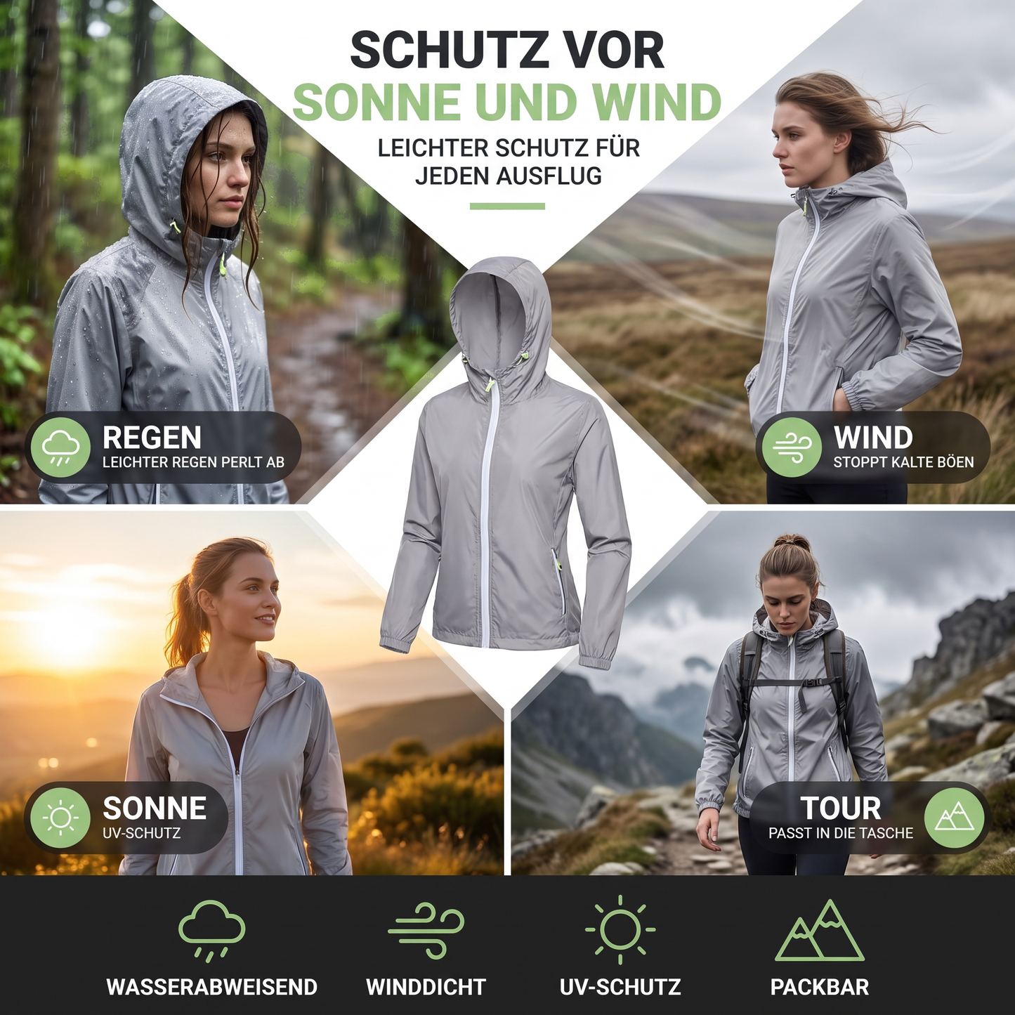 Windbreaker Damen Ultraleicht - Schutz bei jedem Wetter