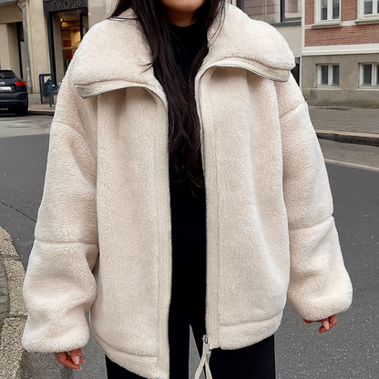 Plüschjacke Damen - Ultraweicher Teddyplüsch - Mit Taschen