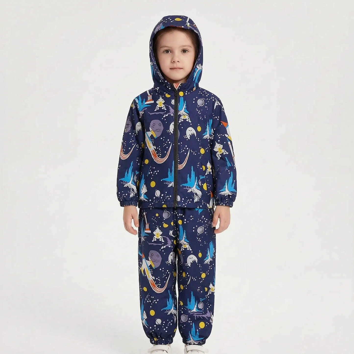 Zweiteiliges Kinder-Outdoorset aus Jacke und Hose mit Cartoon-Print – Ansicht 5