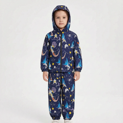 Zweiteiliges Kinder-Outdoorset aus Jacke und Hose mit Cartoon-Print – Ansicht 5