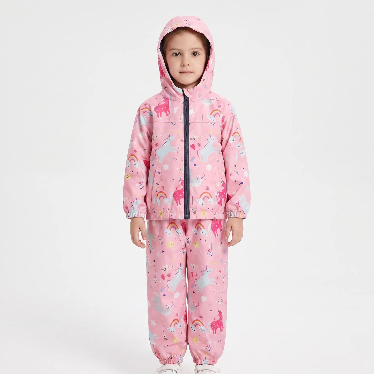Zweiteiliges Kinder-Outdoorset aus Jacke und Hose mit Cartoon-Print – Ansicht 2