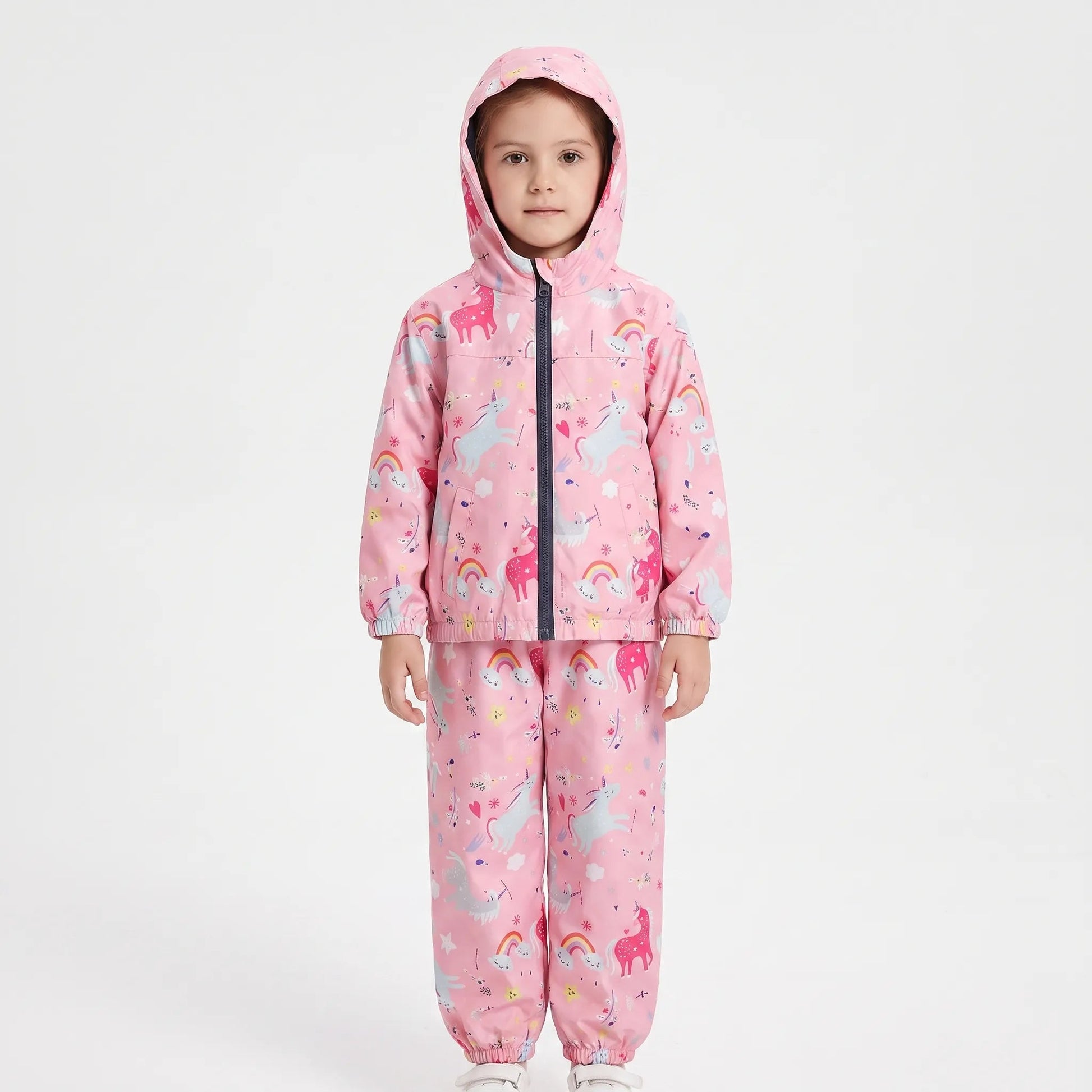 Zweiteiliges Kinder-Outdoorset aus Jacke und Hose mit Cartoon-Print – Ansicht 2